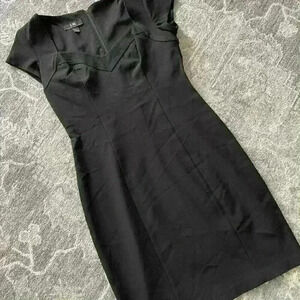 Heart Neck Knee-length black dress